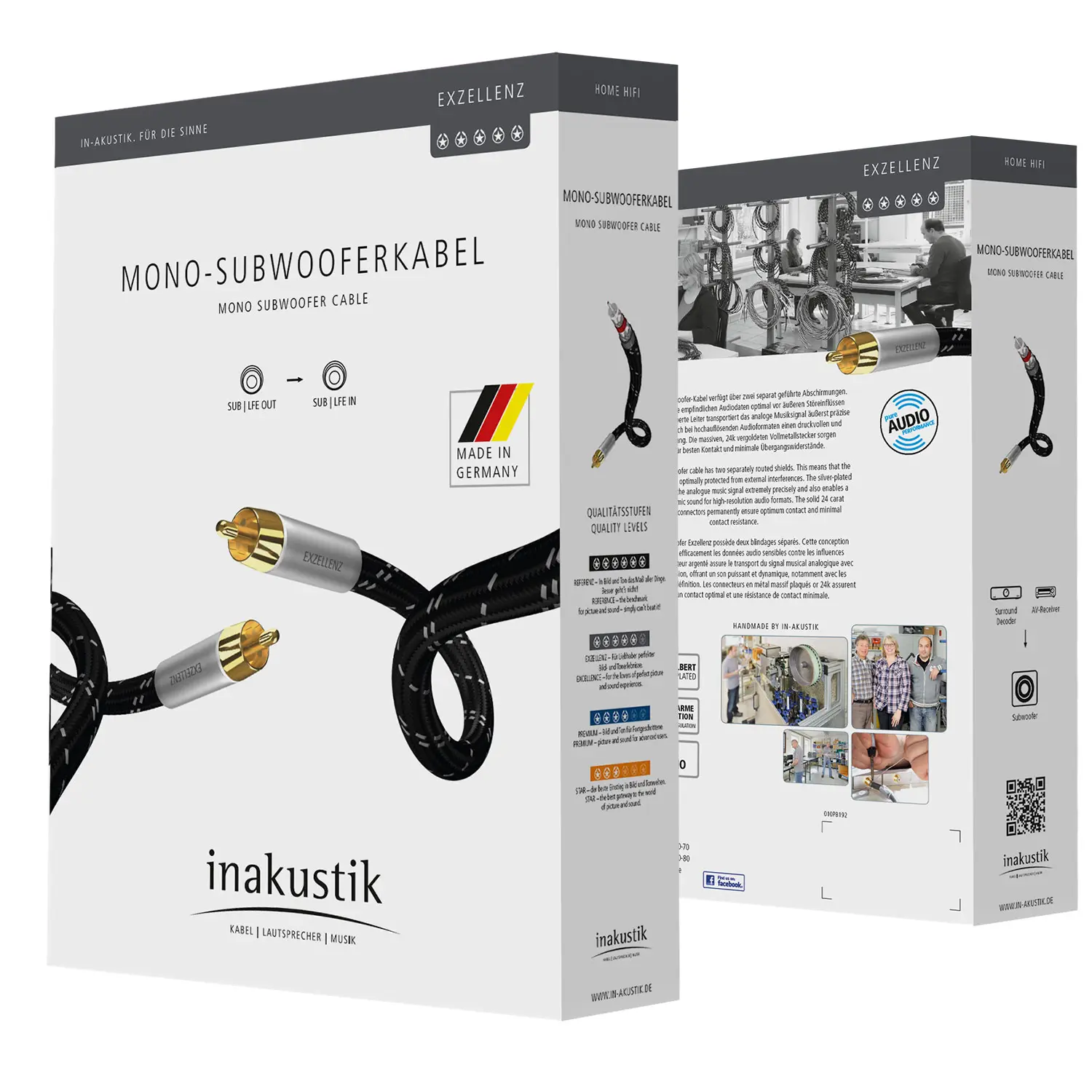 Inakustik Excellence subwooferkabel RCA > RCA -3m - Afbeelding 2