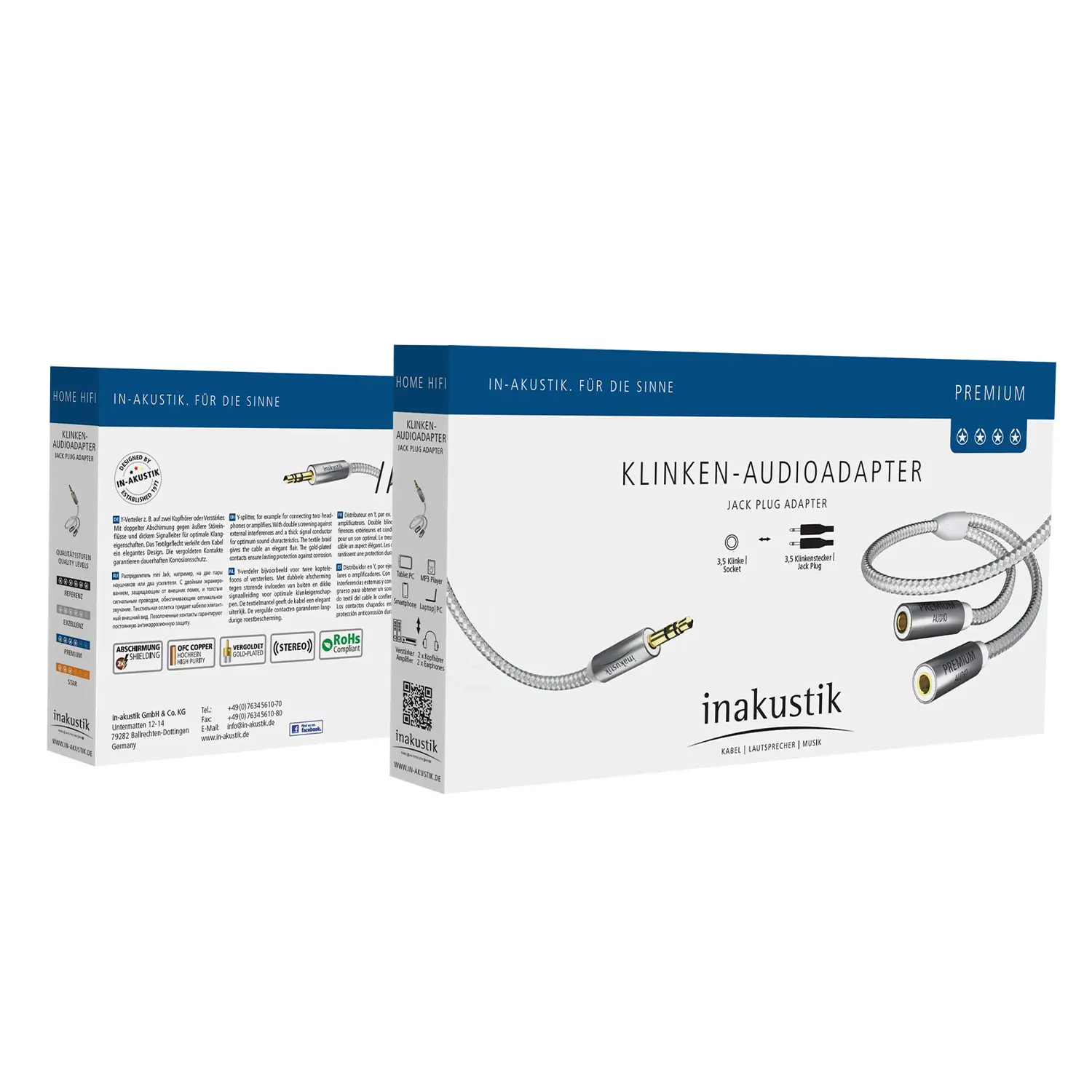 Inakustik Premium Y-splitter 3,5mm Jack <> 2x fem.3,5mm - 20 cm - Afbeelding 3