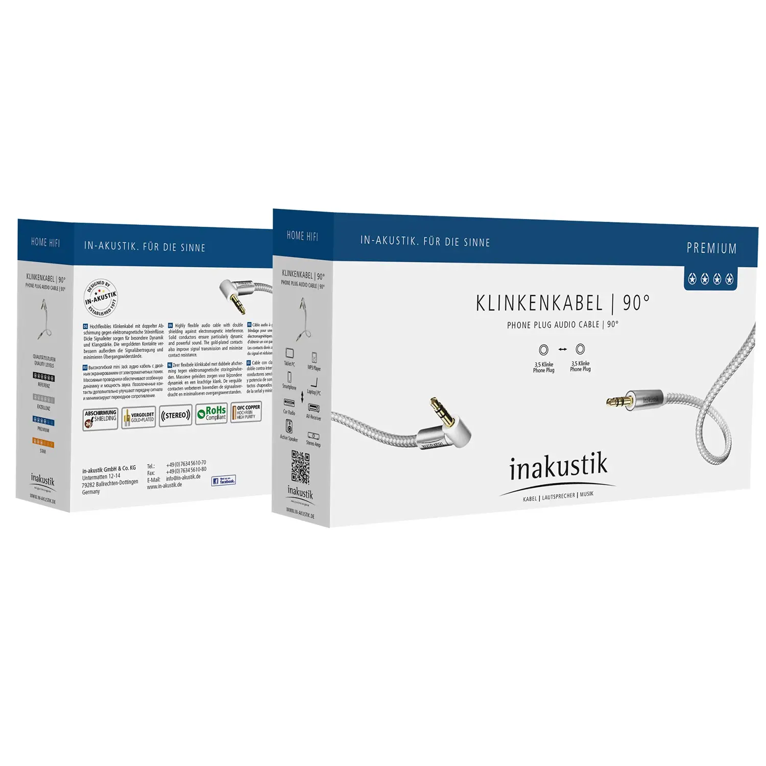 Inakustik Premium 3,5mm Jack > 3,5mm Jack - 90° - 1,5m - Afbeelding 2