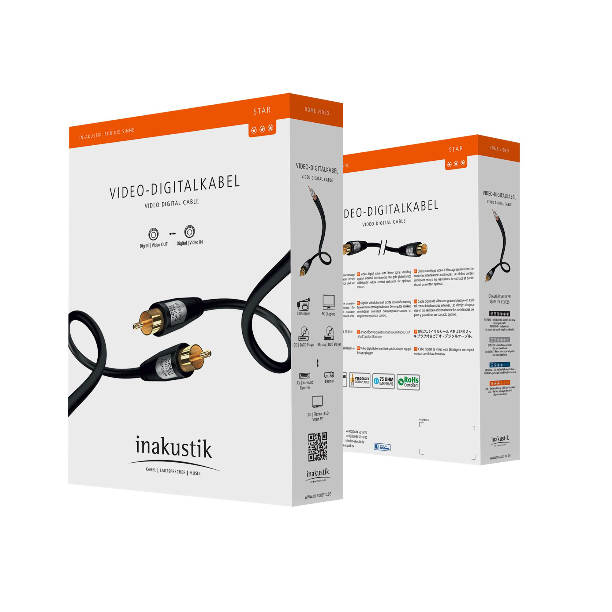 Inakustik Star Digitale 75 Ohm Coax kabel RCA<>RCA - 3m - Afbeelding 3
